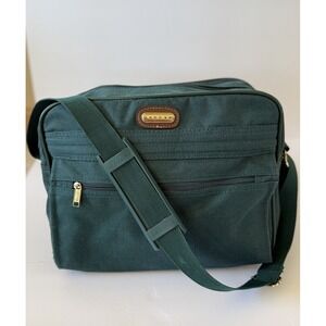Vintage Jaguar Over Night Bag Green Canvas With Shoulder Strap